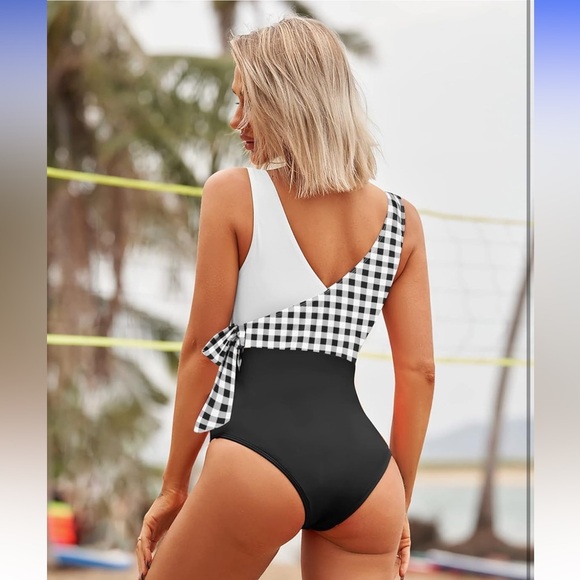 AI'MAGE Color Block Wrap One Piece Swimsuit Size Large - Picture 2 of 4